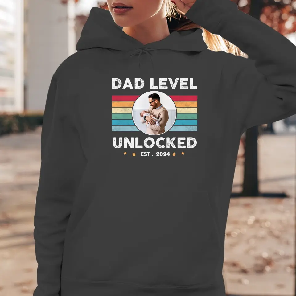 Dad Level Unlocked - Custom Year - Personalized Gifts For Dad - T-Shirt