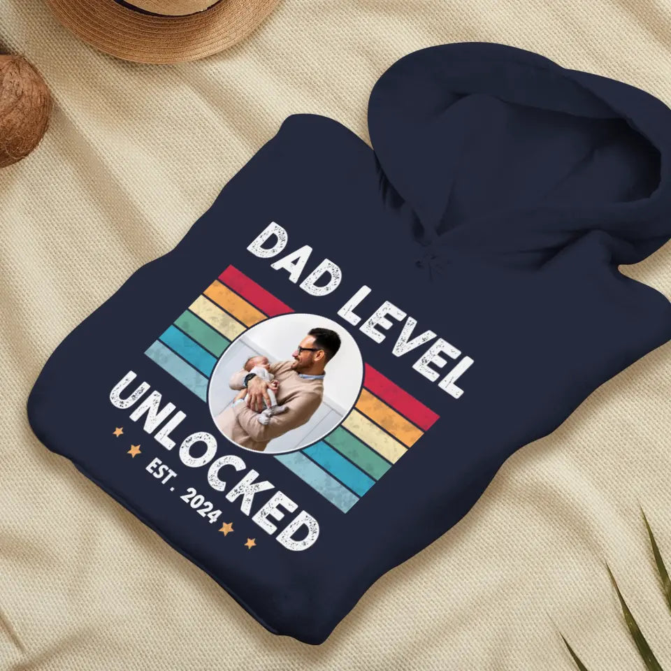 Dad Level Unlocked - Custom Year - Personalized Gifts For Dad - T-Shirt