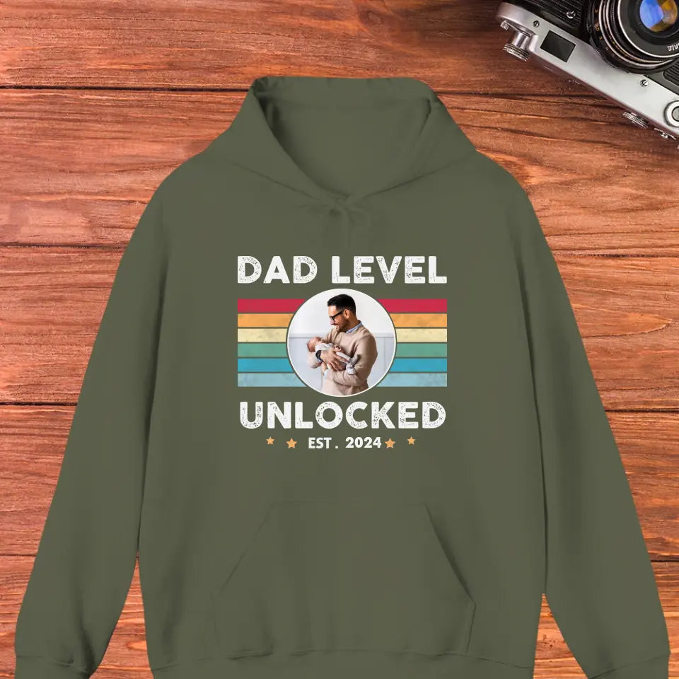 Dad Level Unlocked - Custom Year - Personalized Gifts For Dad - T-Shirt