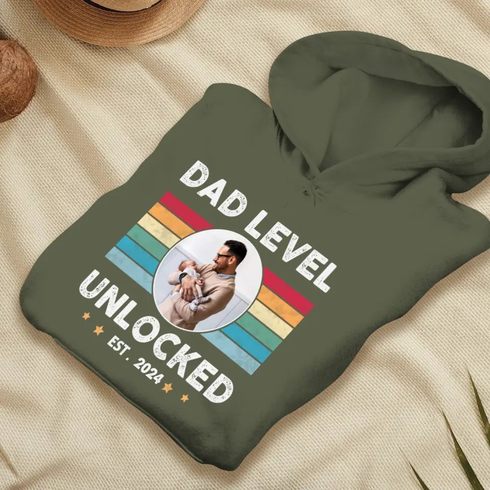 Dad Level Unlocked - Custom Year - Personalized Gifts For Dad - T-Shirt