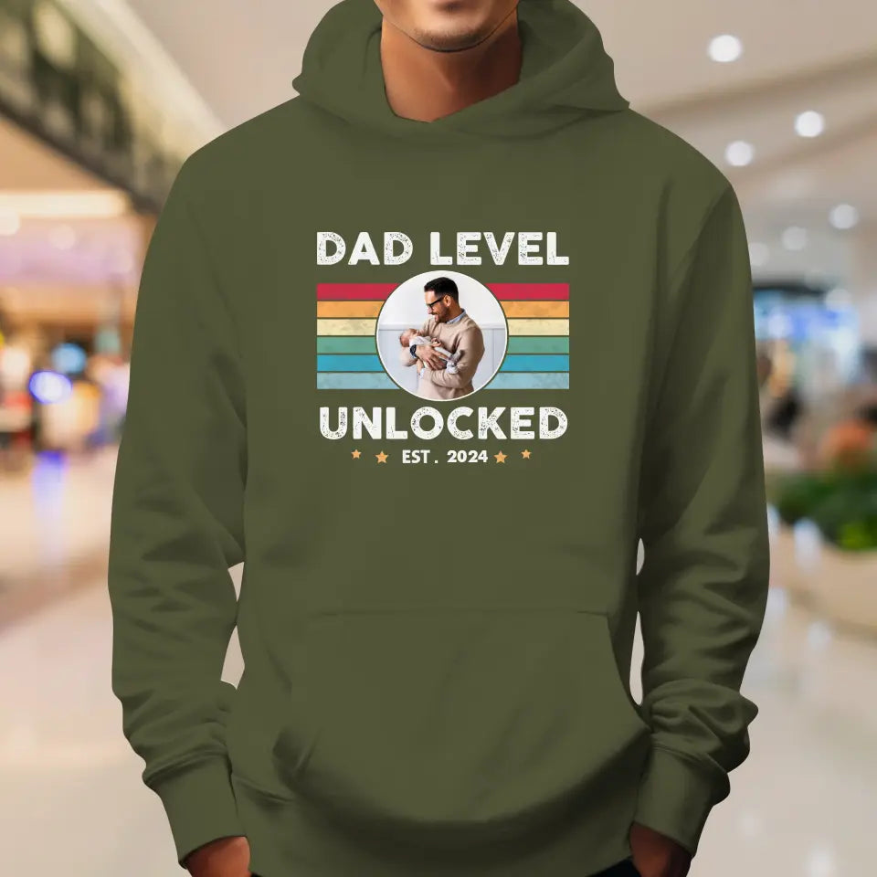 Dad Level Unlocked - Custom Year - Personalized Gifts For Dad - T-Shirt