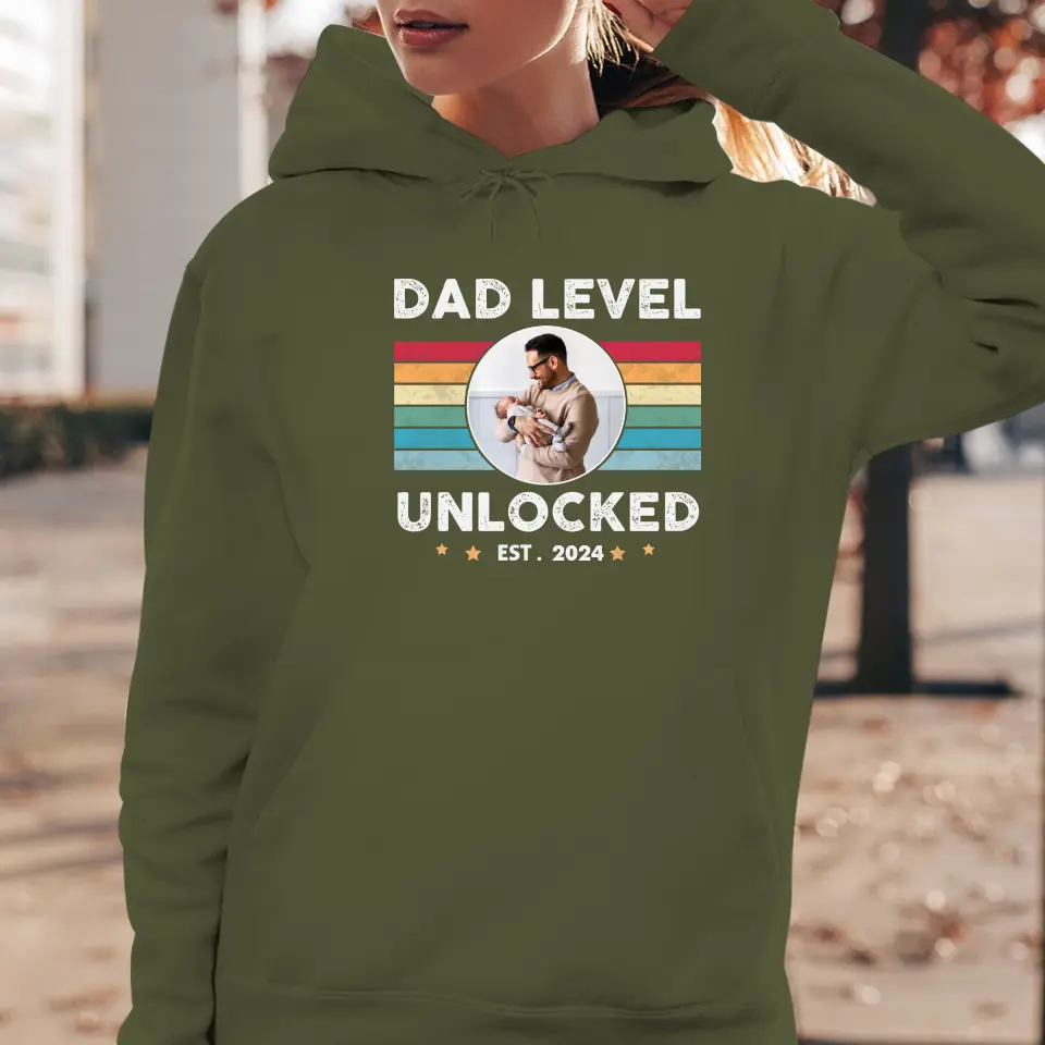 Dad Level Unlocked - Custom Year - Personalized Gifts For Dad - T-Shirt