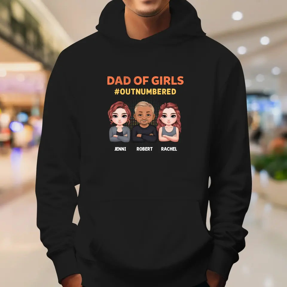 Dad Of Girls Outnumbered - Custom Name - Personalized Gifts For Dad - Hoodie