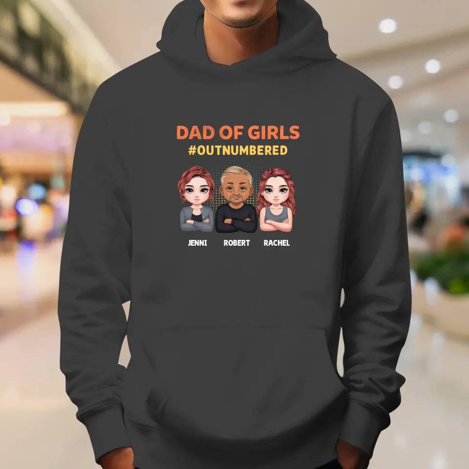 Dad Of Girls Outnumbered - Custom Name - Personalized Gifts For Dad - Hoodie