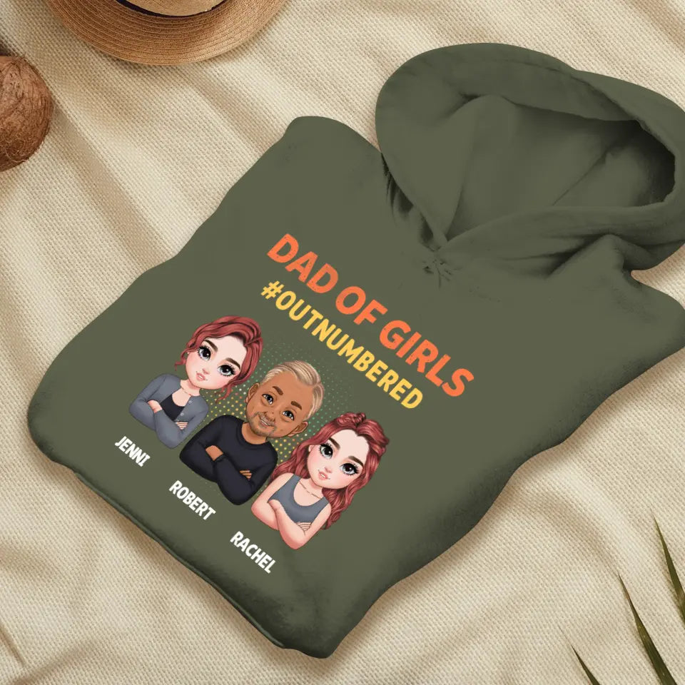 Dad Of Girls Outnumbered - Custom Name - Personalized Gifts For Dad - Hoodie