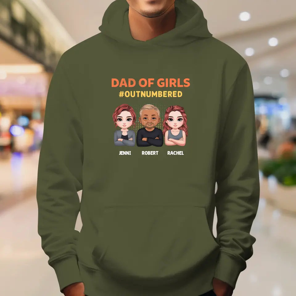 Dad Of Girls Outnumbered - Custom Name - Personalized Gifts For Dad - Hoodie