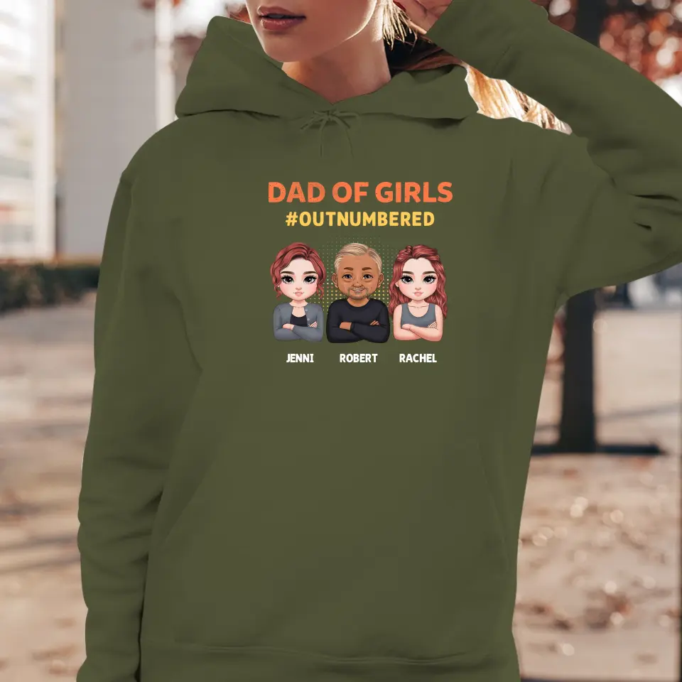 Dad Of Girls Outnumbered - Custom Name - Personalized Gifts For Dad - Hoodie