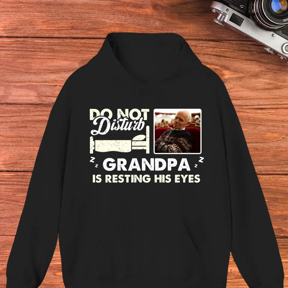 Do Not Disturb Grandpa - Custom Photo - Personalized Gifts For Grandpa - T-Shirt