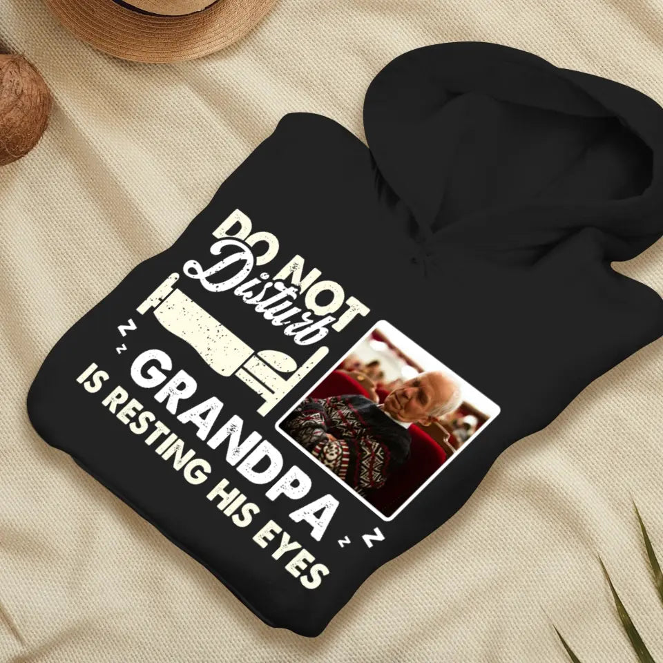 Do Not Disturb Grandpa - Custom Photo - Personalized Gifts For Grandpa - T-Shirt