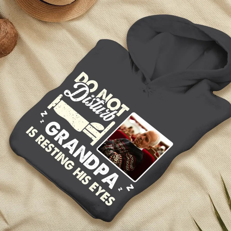 Do Not Disturb Grandpa - Custom Photo - Personalized Gifts For Grandpa - T-Shirt