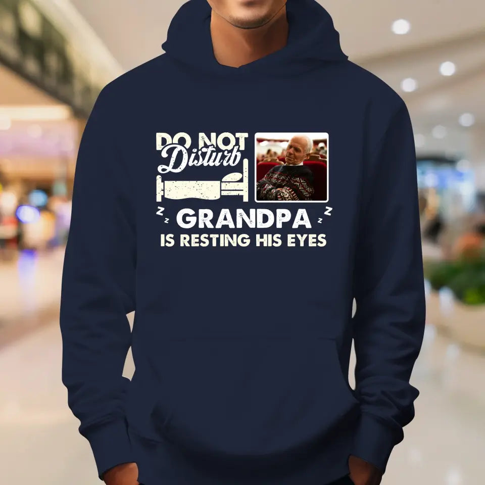 Do Not Disturb Grandpa - Custom Photo - Personalized Gifts For Grandpa - T-Shirt