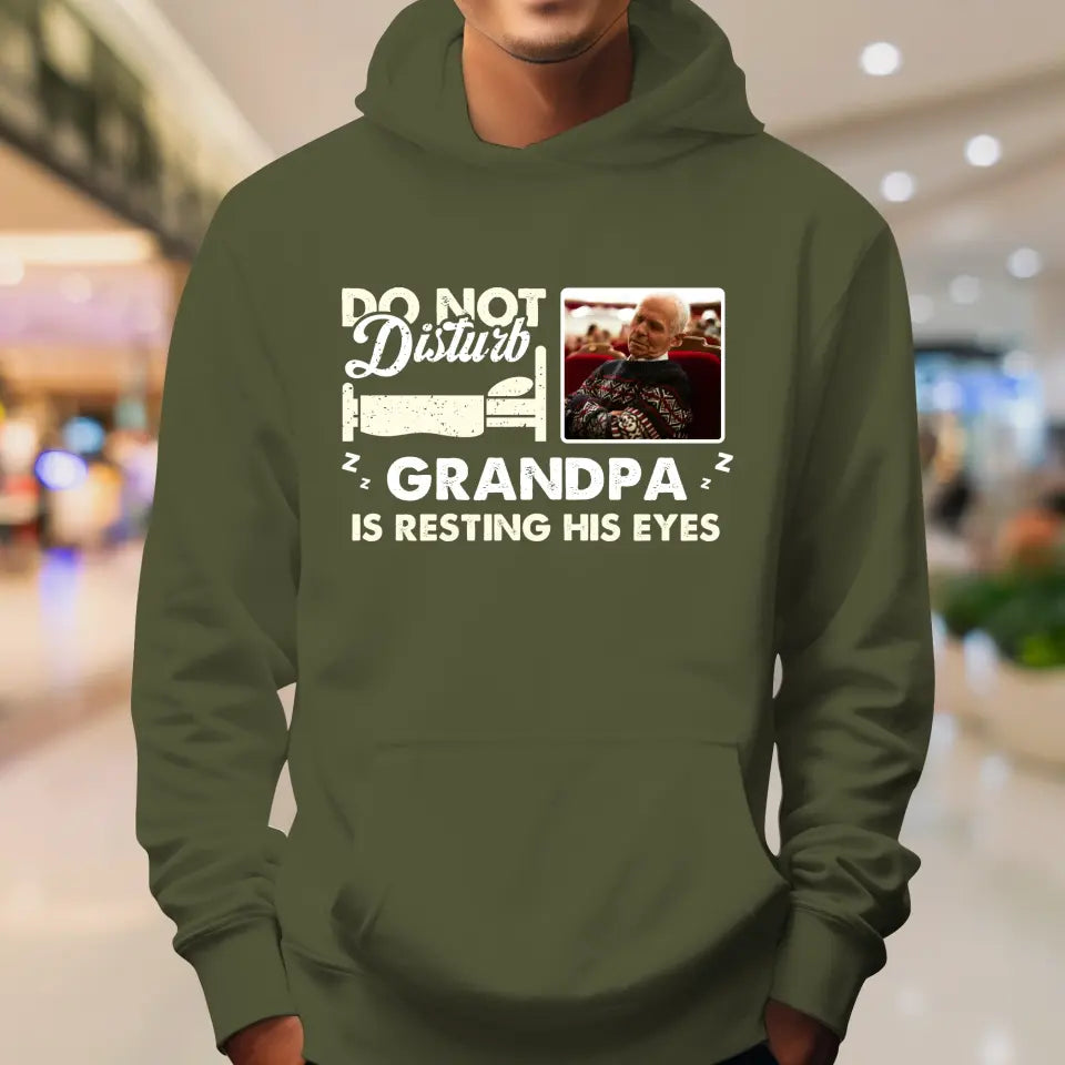 Do Not Disturb Grandpa - Custom Photo - Personalized Gifts For Grandpa - T-Shirt