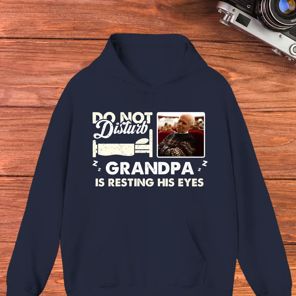 Do Not Disturb Grandpa - Custom Photo - Personalized Gifts For Grandpa - Hoodie