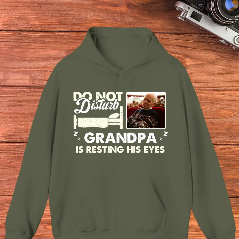 Do Not Disturb Grandpa - Custom Photo - Personalized Gifts For Grandpa - Hoodie