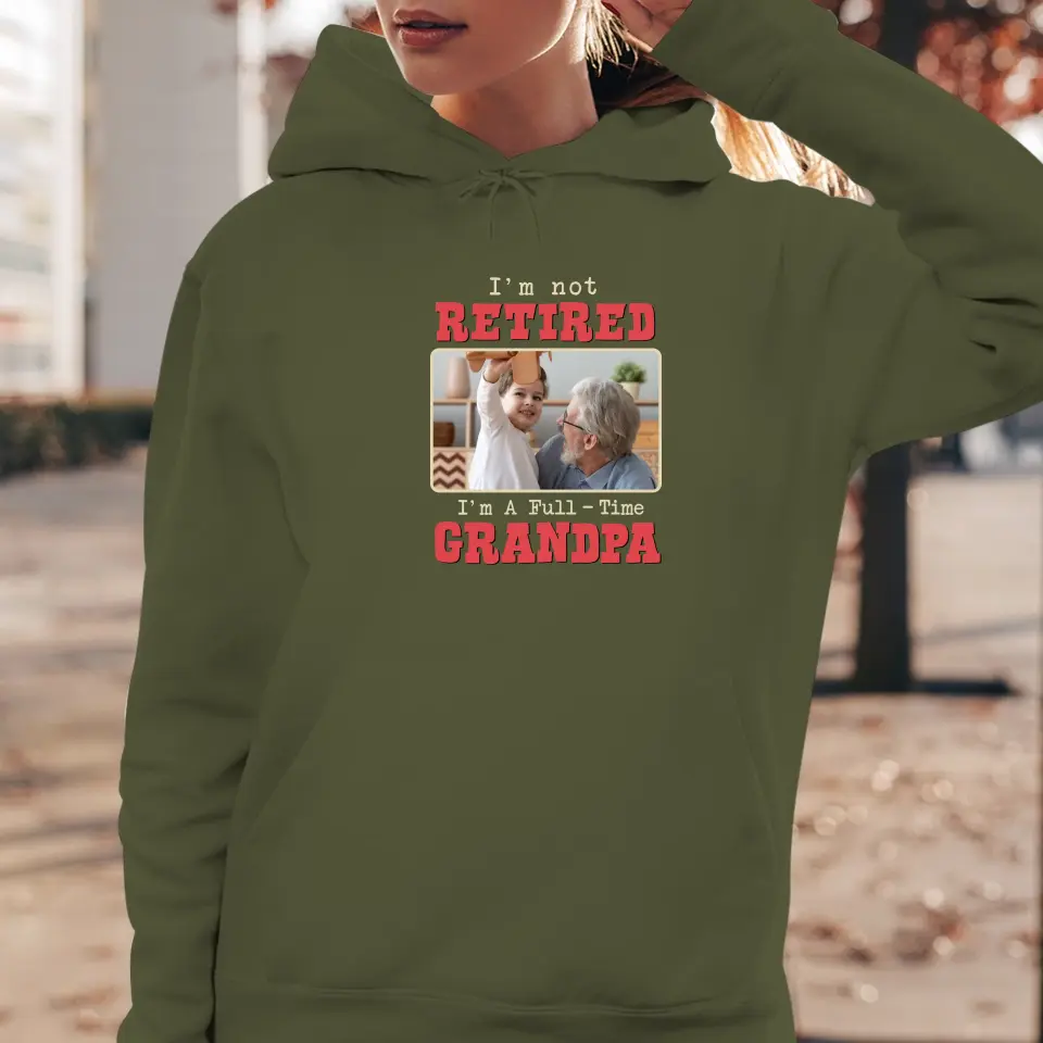 I'm A Full-Time Grandpa - Custom Photo - Personalized Gifts For Grandpa - Sweater