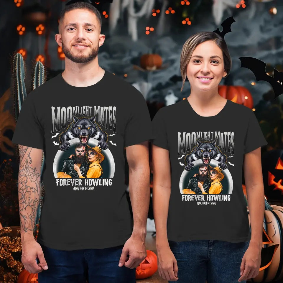 Moonligtht Mates - Custom Photo - Personalized Gifts For Couple - T-shirt