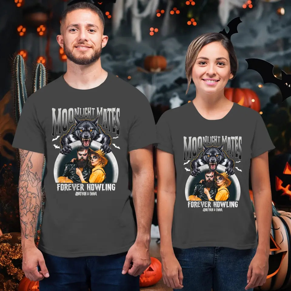 Moonligtht Mates - Custom Photo - Personalized Gifts For Couple - T-shirt