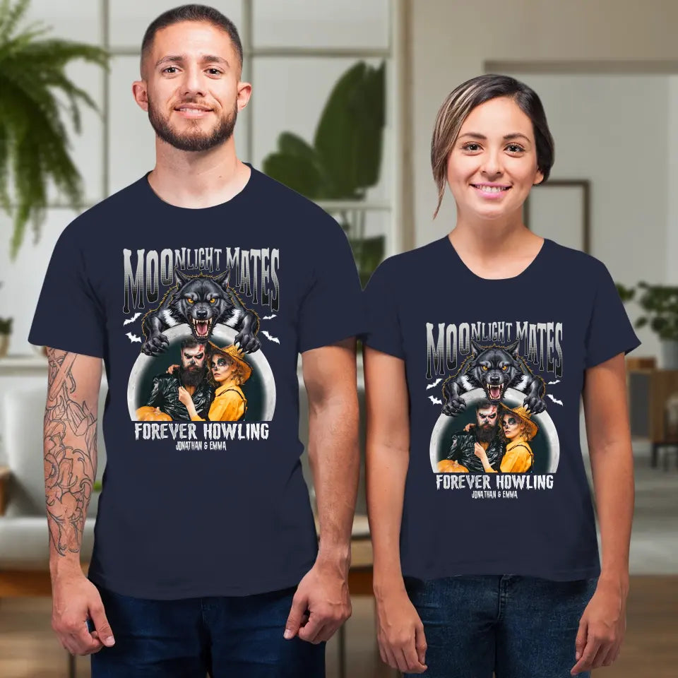 Moonligtht Mates - Custom Photo - Personalized Gifts For Couple - T-shirt