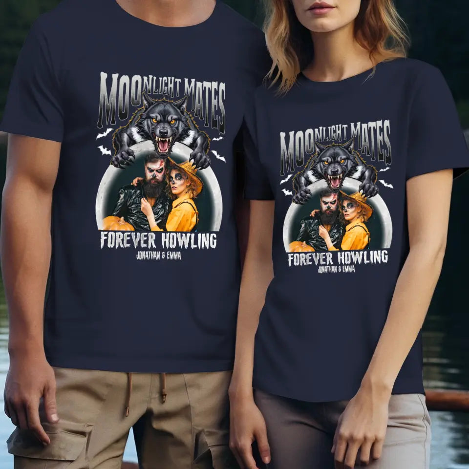 Moonligtht Mates - Custom Photo - Personalized Gifts For Couple - T-shirt