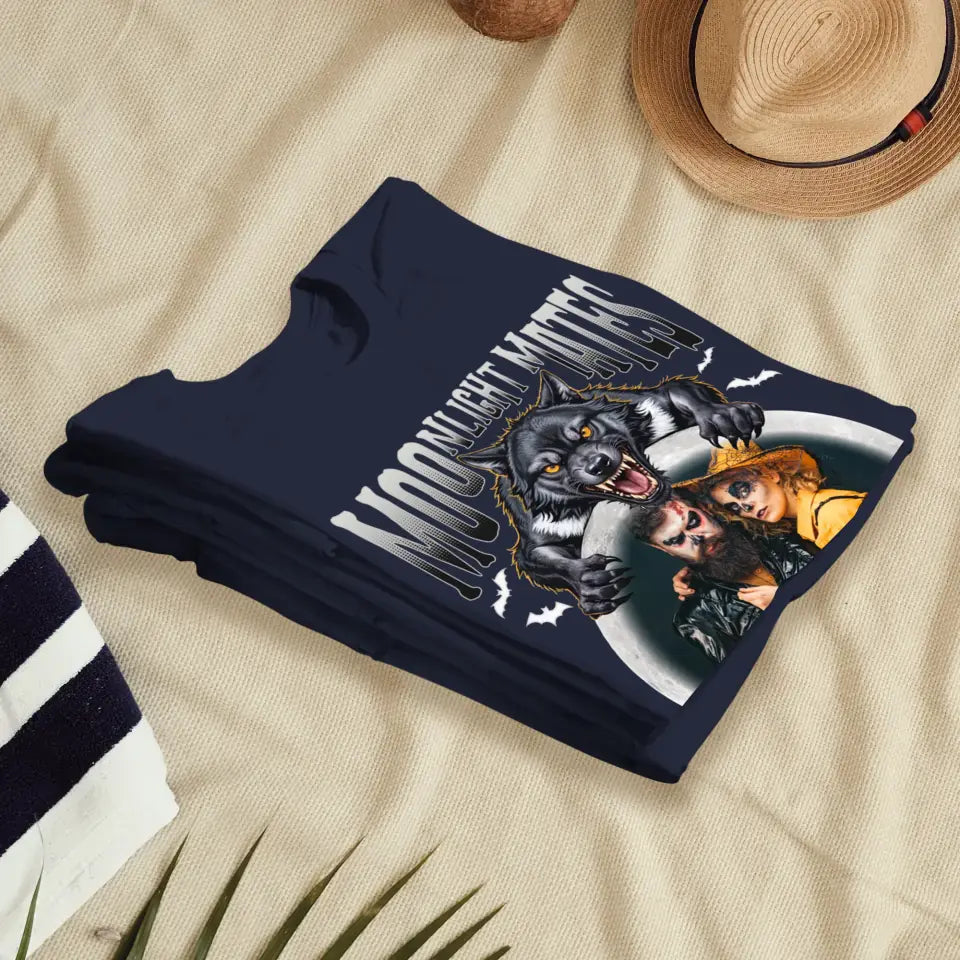 Moonligtht Mates - Custom Photo - Personalized Gifts For Couple - T-shirt