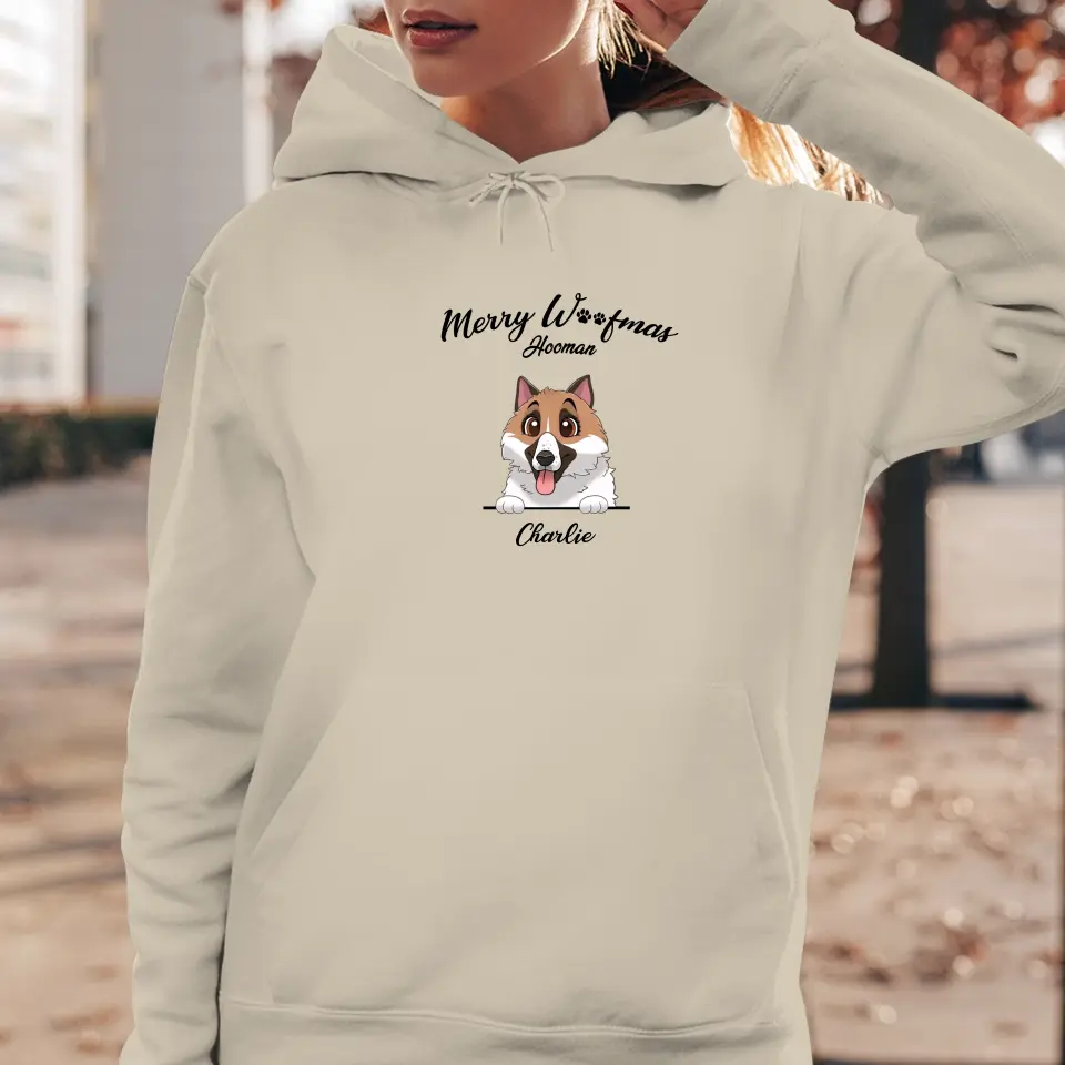 Merry Woofmas - Custom Name - Personalized GIfts For Dog Lovers - Hoodie