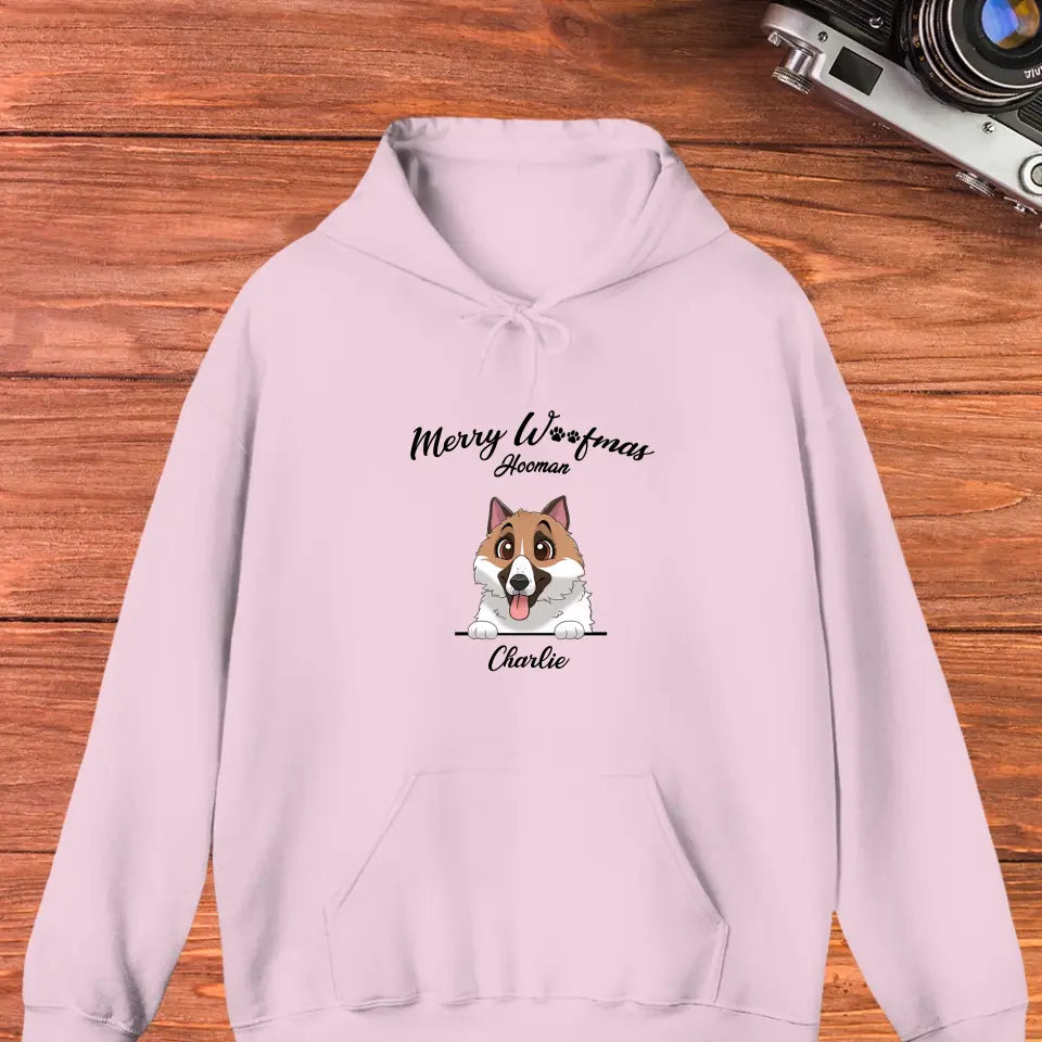 Merry Woofmas - Custom Name - Personalized GIfts For Dog Lovers - Hoodie