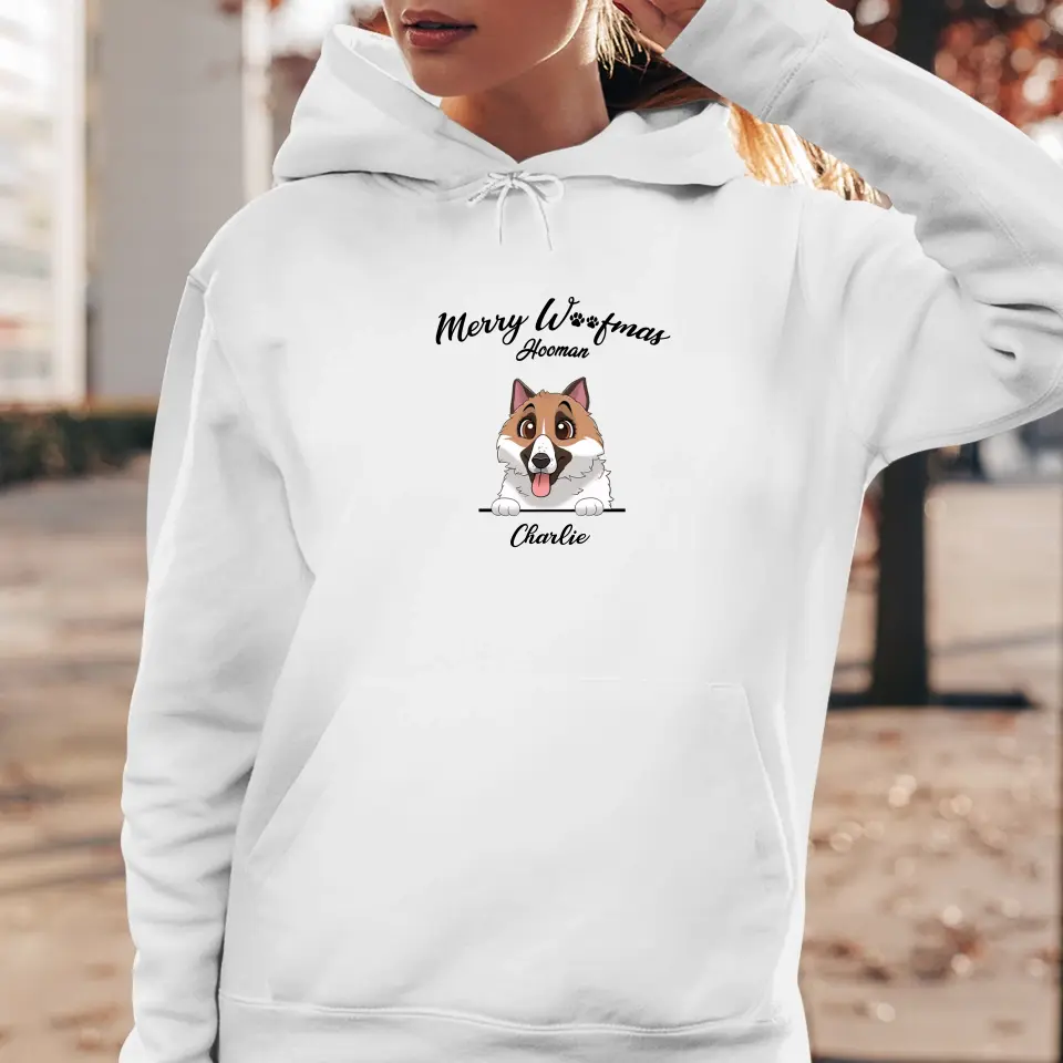 Merry Woofmas - Custom Name - Personalized GIfts For Dog Lovers - Hoodie