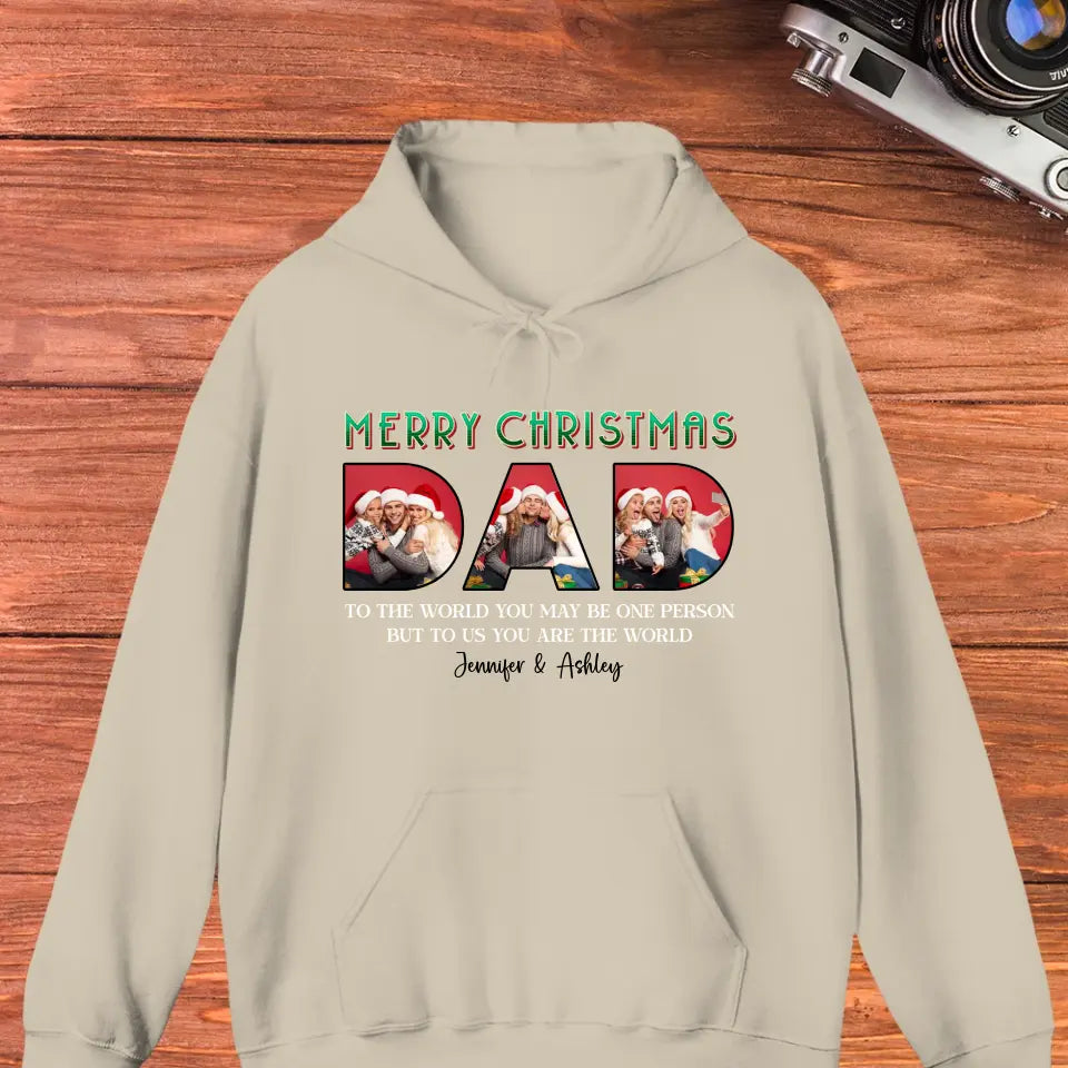 Merry Christmas Dad - Custom Photo - Personalized Gifts For Dad - T-shirt