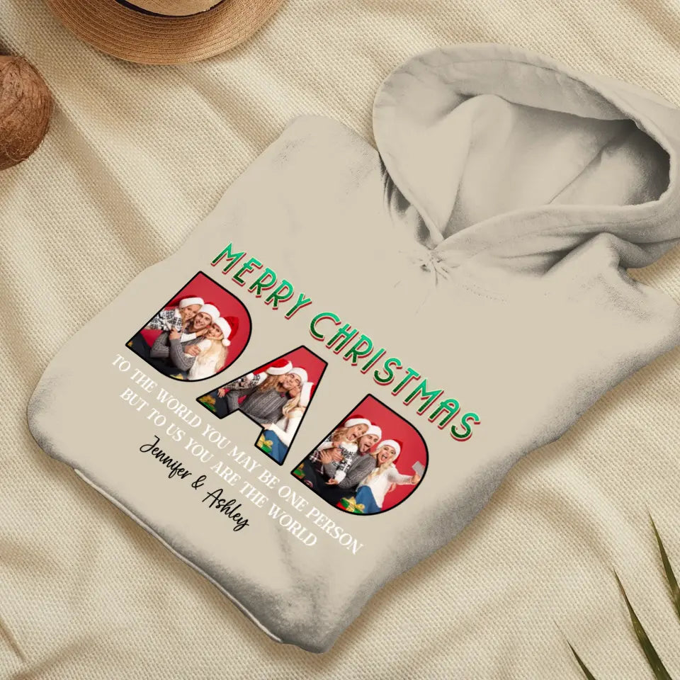 Merry Christmas Dad - Custom Photo - Personalized Gifts For Dad - T-shirt