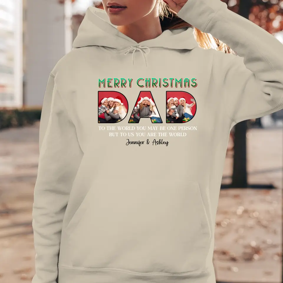 Merry Christmas Dad - Custom Photo - Personalized Gifts For Dad - T-shirt