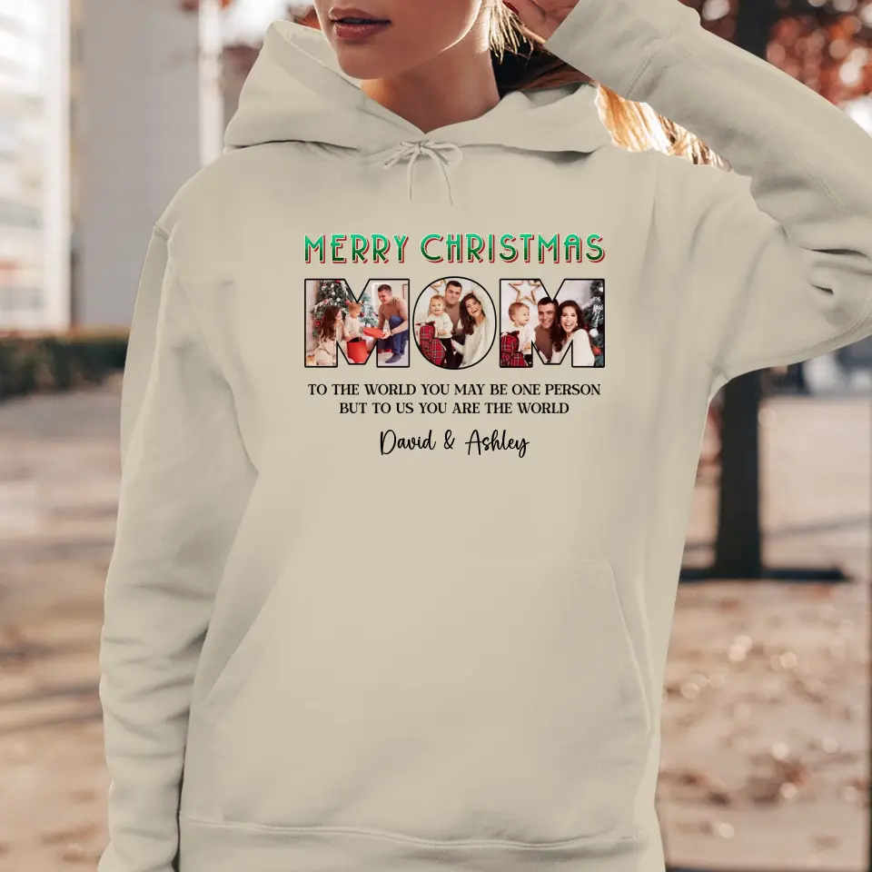 Merry Christmas Mom - Custom Name - Personalized Gifts For Mom - Hoodie