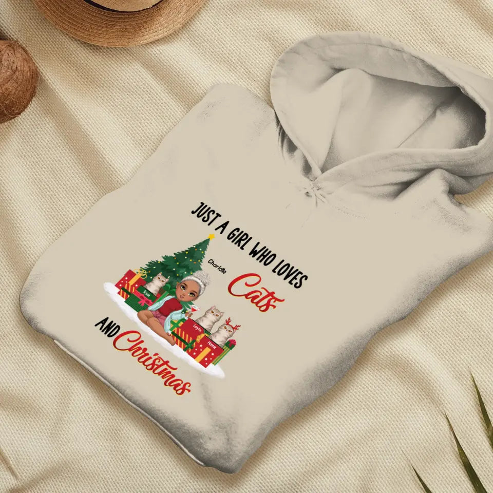 Just A Girl Who Loves Cats & Christmas - Custom 
Quote - Personalized Gift For Cat Lovers - Sweater