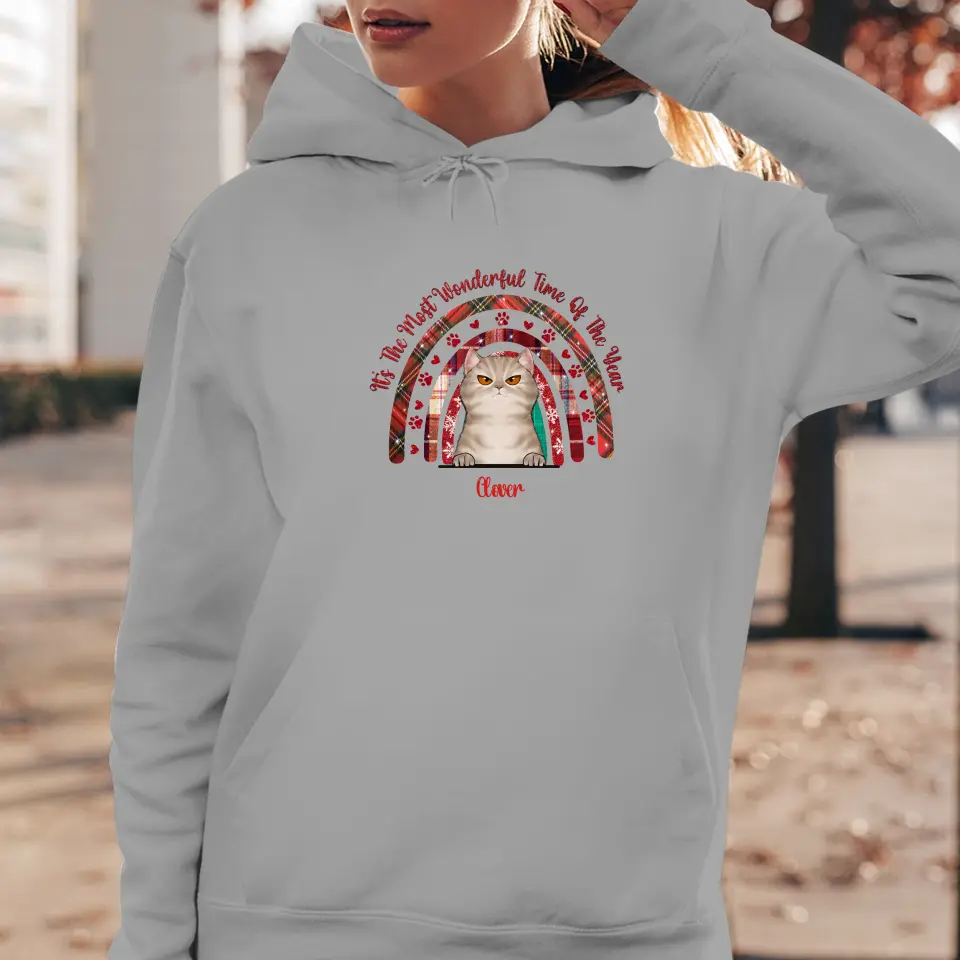 It's The Most Wonderful Time Of The Year -  Custom Name - Personalized Gift For Cat Lovers - Hoodie