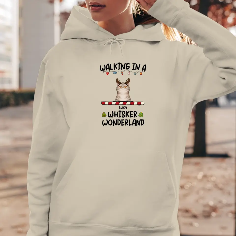 Walking In A Whisker Wonderland - Custom Name - Personalized Gifts For Cat Lovers - Sweater