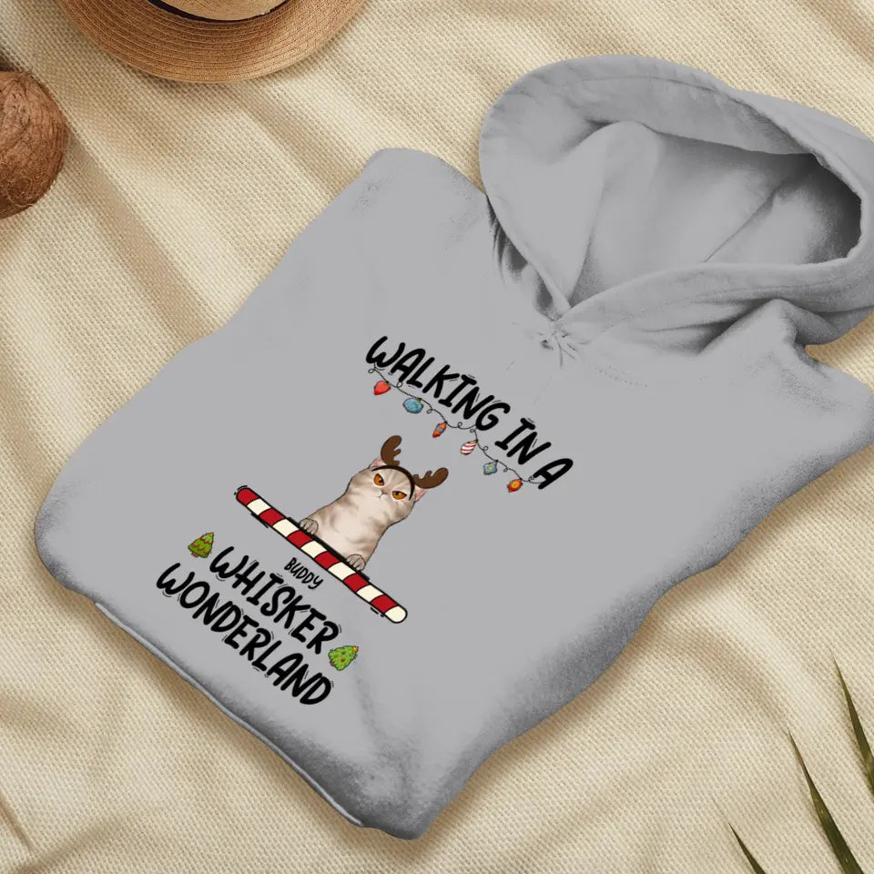 Walking In A Whisker Wonderland - Custom Name - Personalized Gifts For Cat Lovers - Sweater