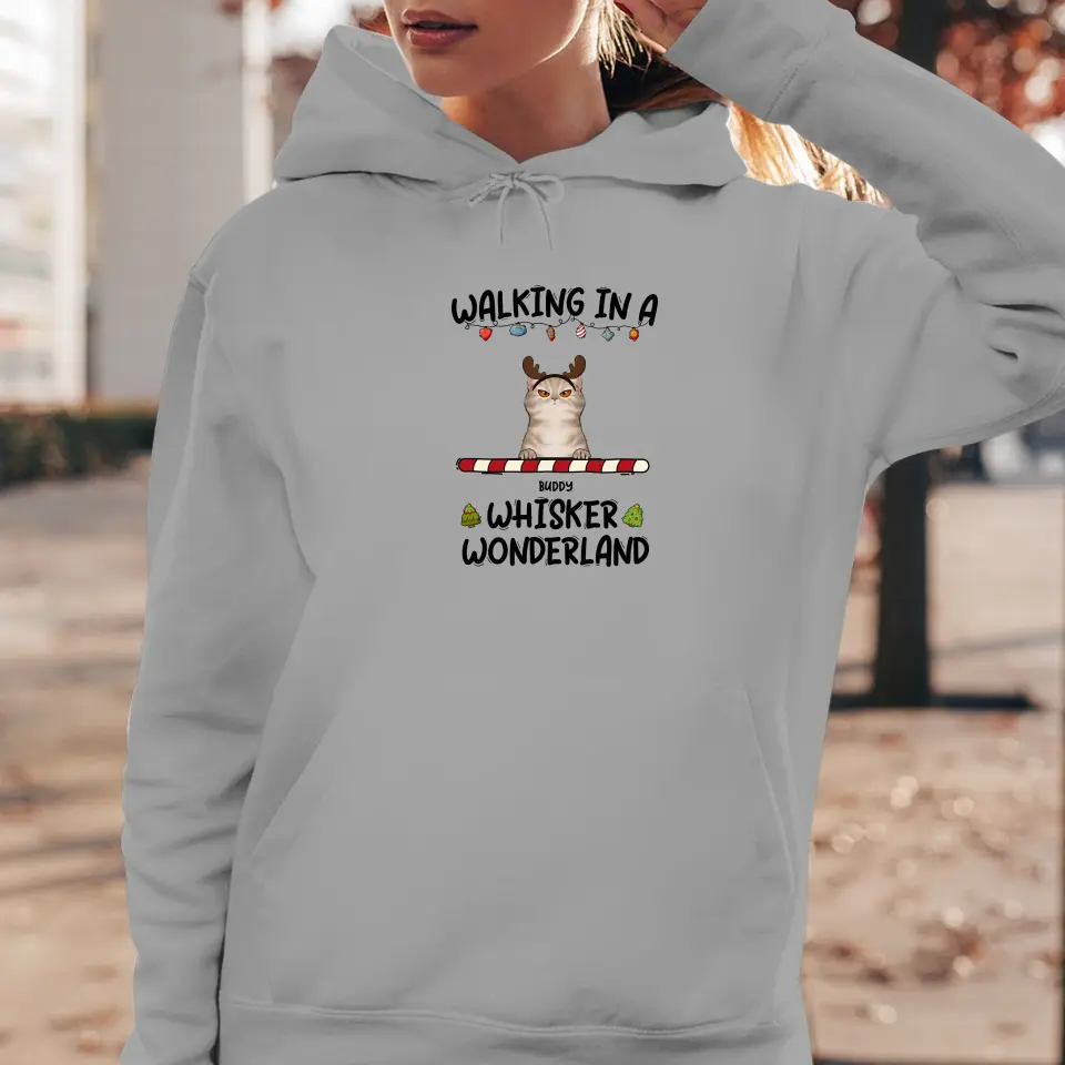 Walking In A Whisker Wonderland - Custom Name - Personalized Gifts For Cat Lovers - Sweater