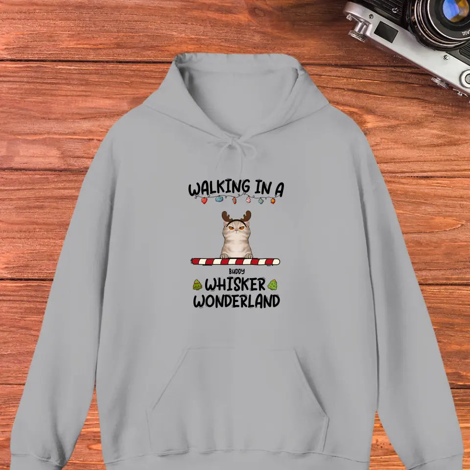 Walking In A Whisker Wonderland - Custom Name - Personalized Gifts For Cat Lovers -  Hoodie