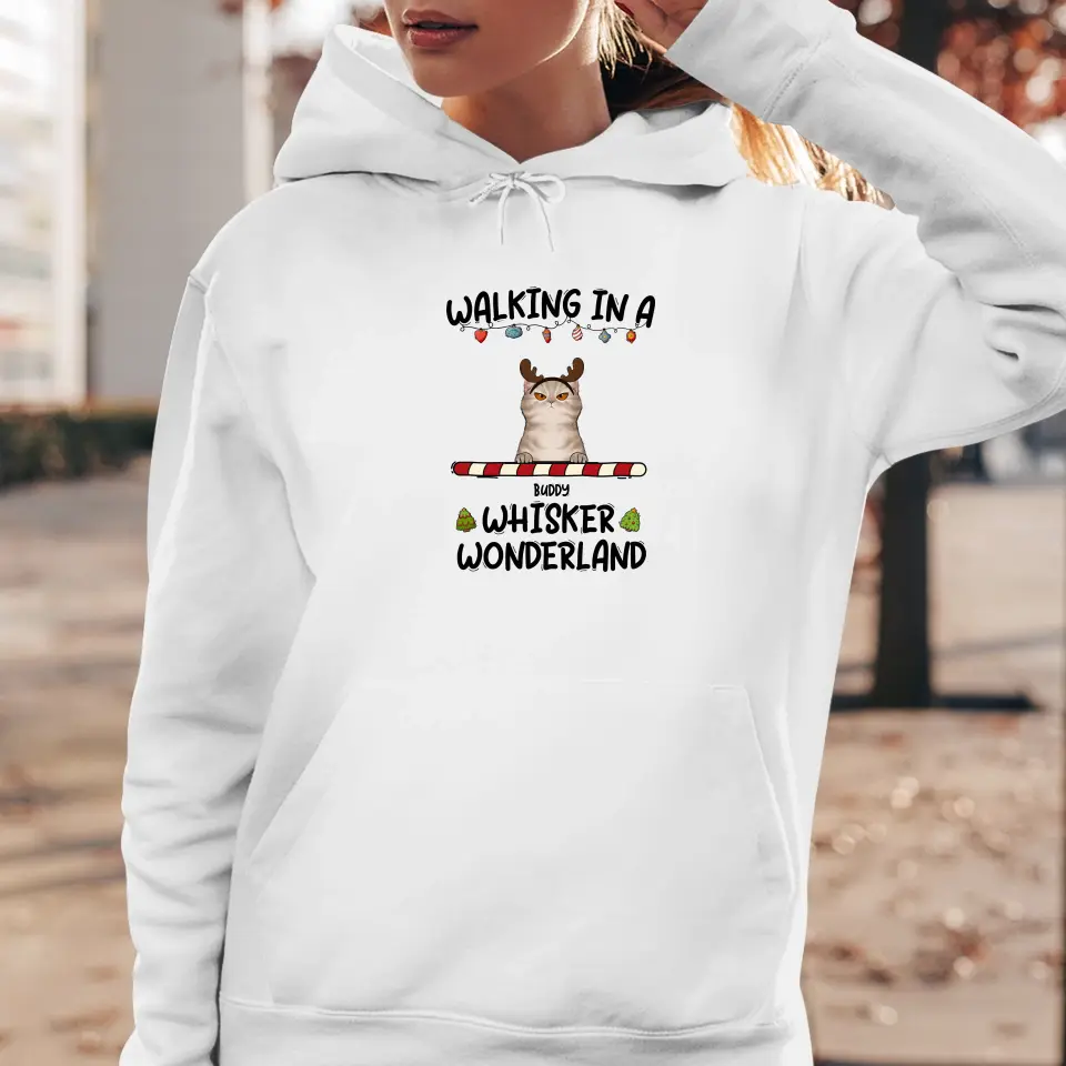 Walking In A Whisker Wonderland - Custom Name - Personalized Gifts For Cat Lovers - Sweater