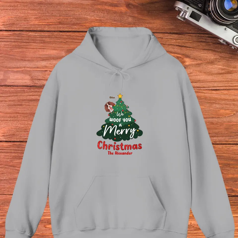 We Woof You A Merry Christmas - Custom Name - Personalized Gifts For Dog Lovers - T-shirt