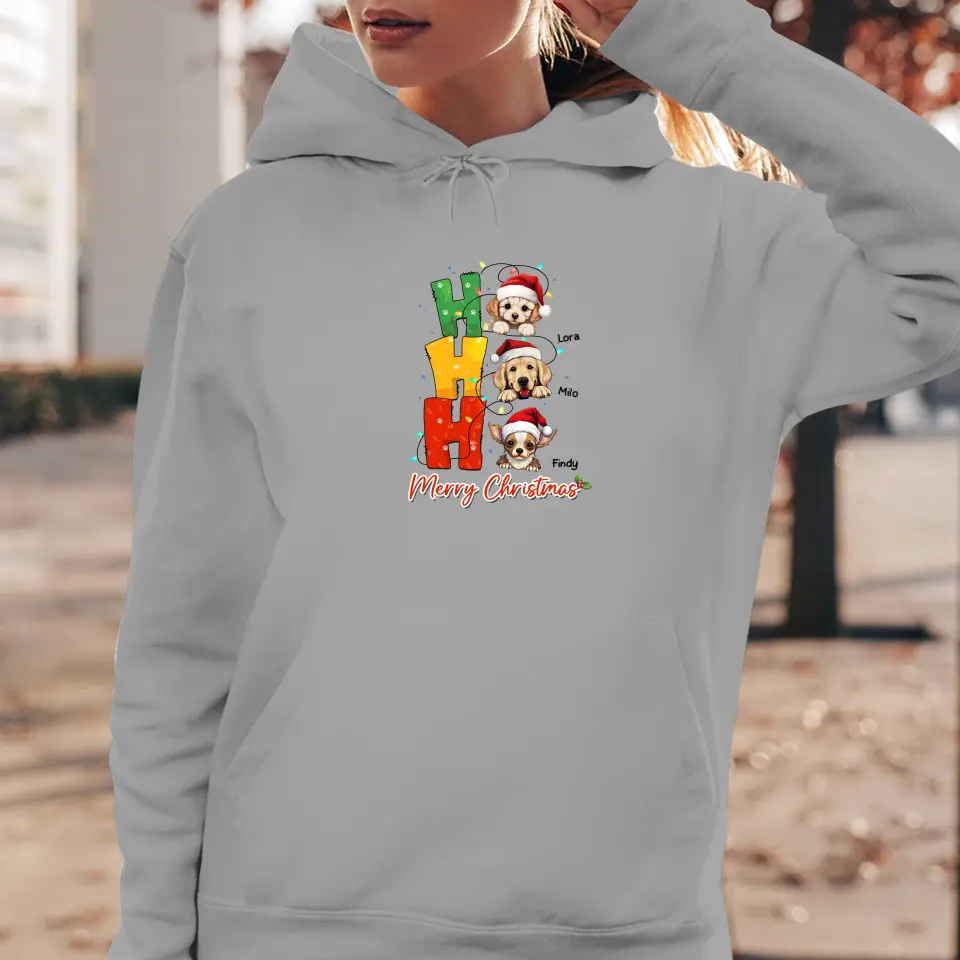 Ho Ho Ho Merry Christmas - Custom Name - Personalized Gift For Dog Lovers - Hoodie