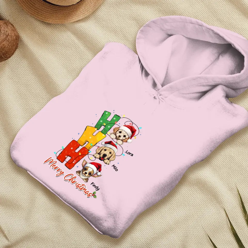 Ho Ho Ho Merry Christmas - Custom Name - Personalized Gift For Dog Lovers - Hoodie