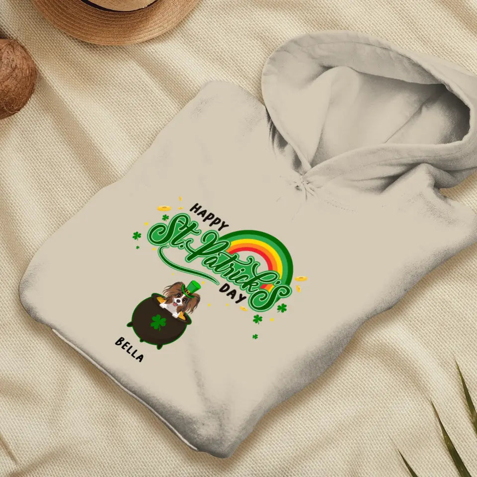 Happy St Patrick's Day - Custom Name - Personalized Gifts For Dog Lovers - Unisex Hoodie