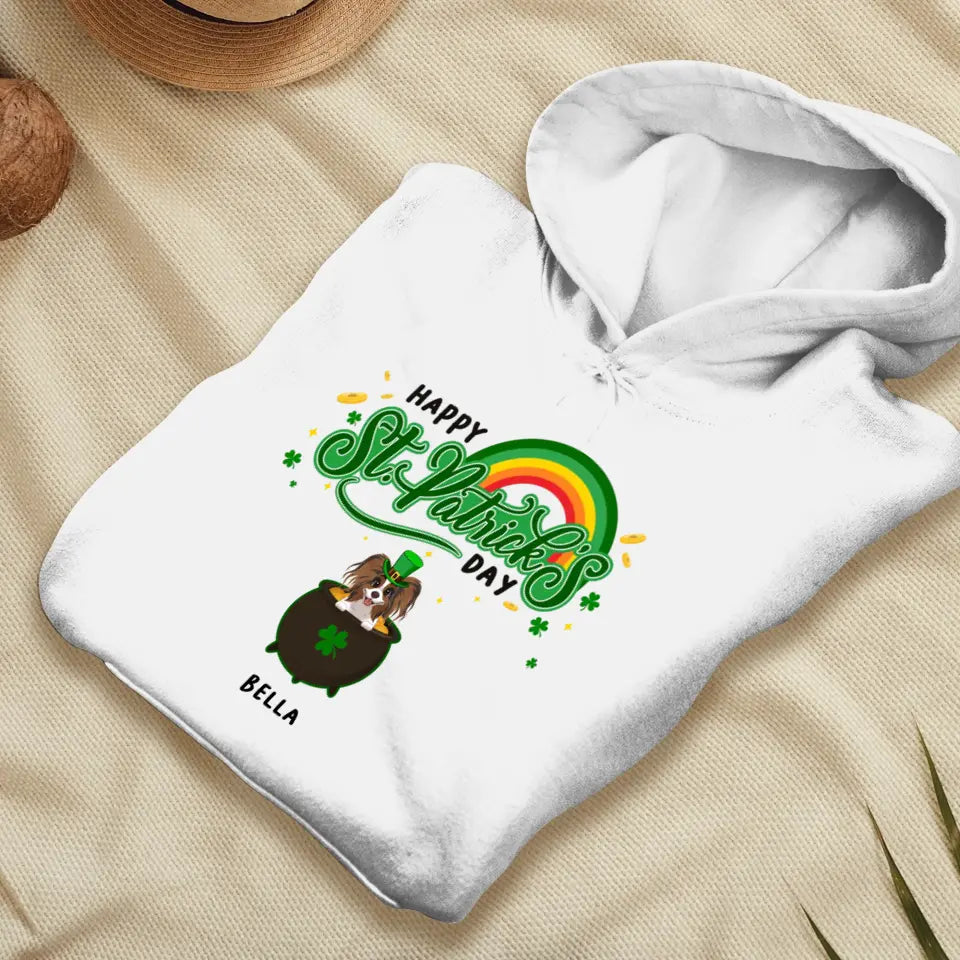 Happy St Patrick's Day - Custom Name - Personalized Gifts For Dog Lovers - Unisex Hoodie