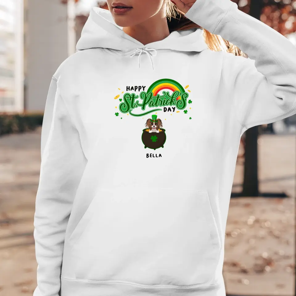 Happy St Patrick's Day - Custom Name - Personalized Gifts For Dog Lovers - Unisex Hoodie