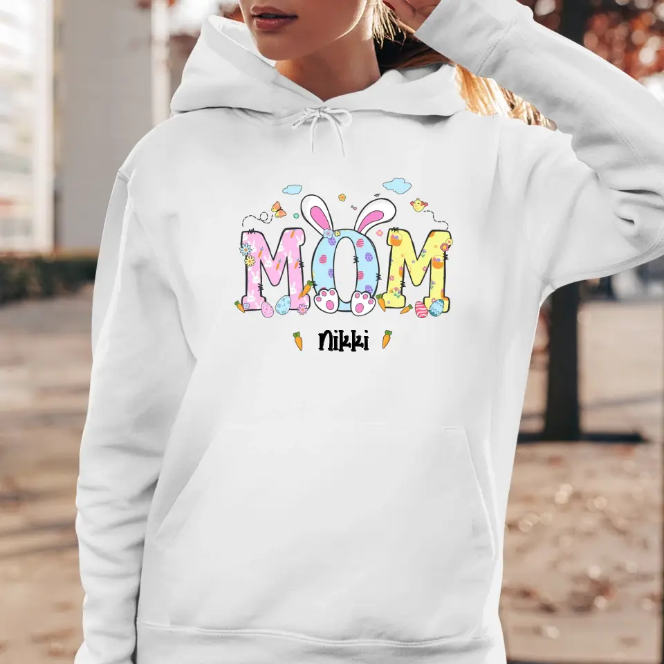 Mama Bunny Easter - Custom Name -  Personalized Gifts For Mom - T-Shirt