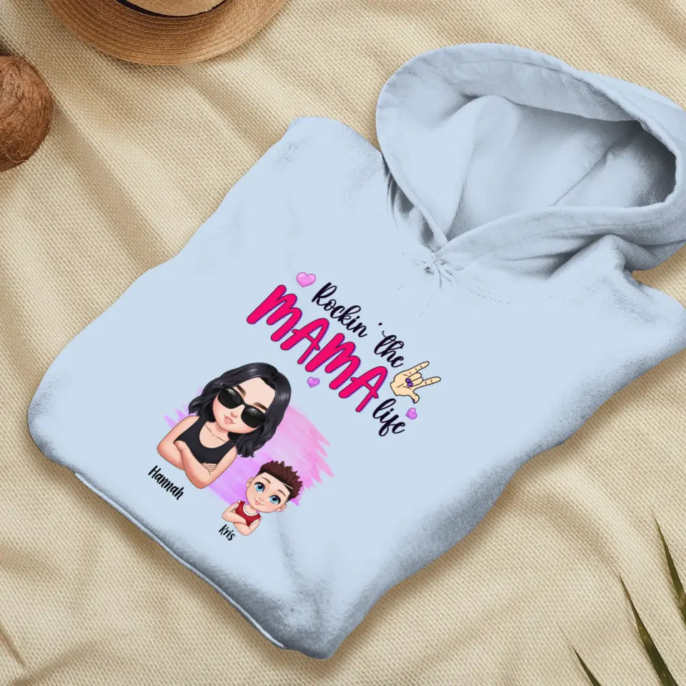 Rockin' The Mama Life - Custom Name - Personalized Gifts For Mom - T-Shirt