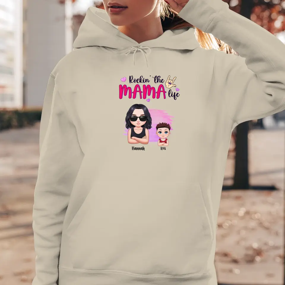 Rockin' The Mama Life - Custom Name - Personalized Gifts For Mom - T-Shirt