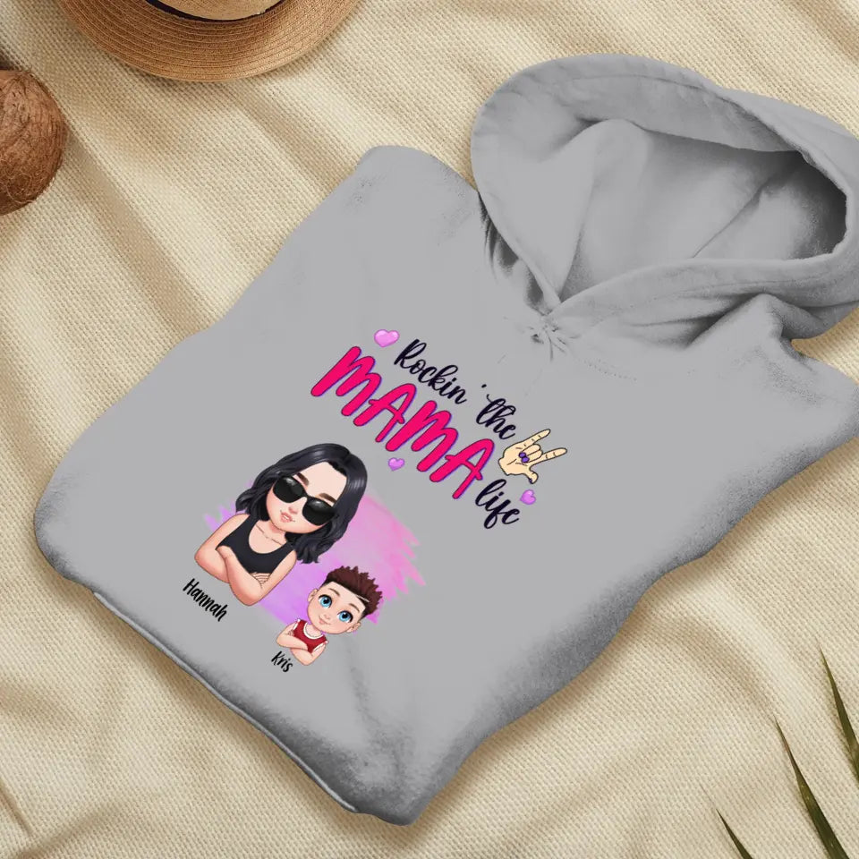 Rockin' The Mama Life - Custom Name - Personalized Gifts For Mom - T-Shirt