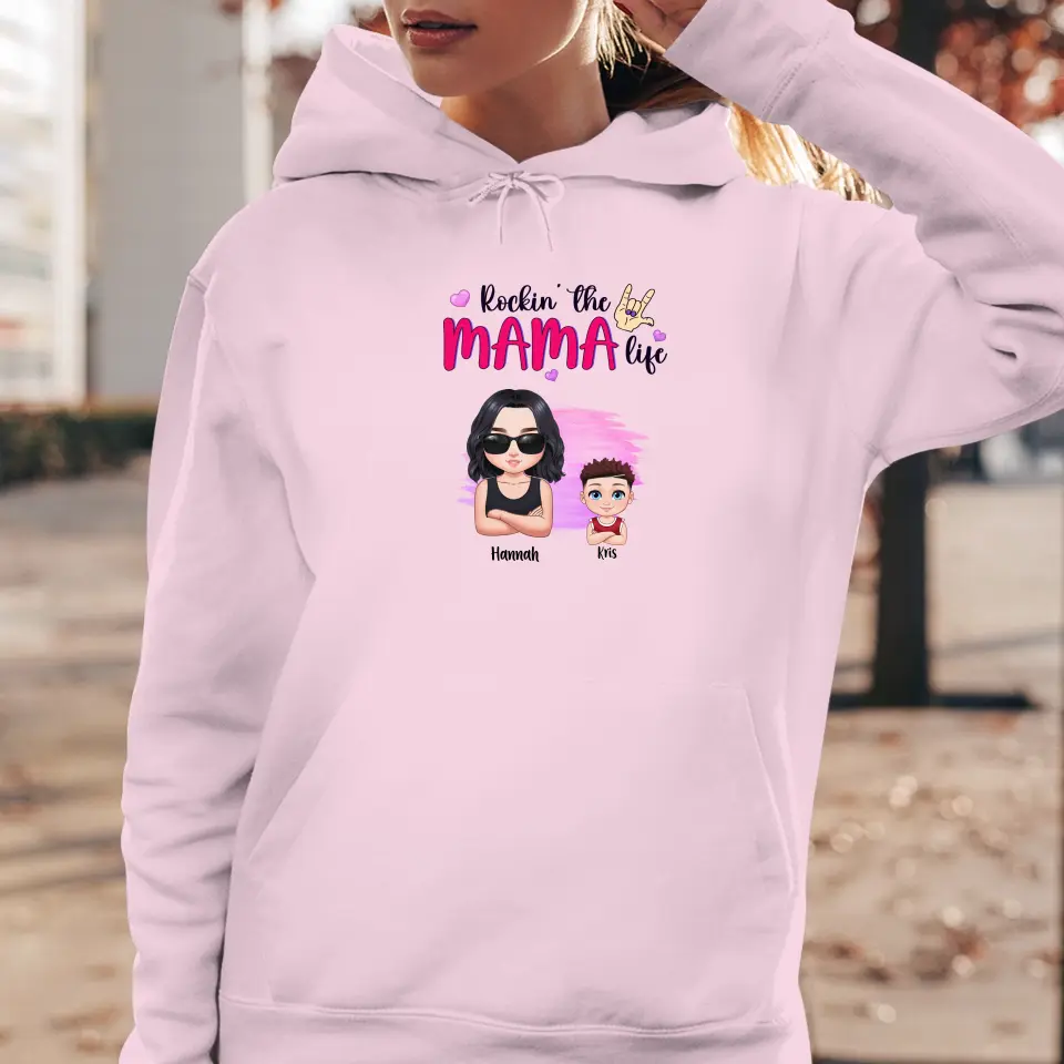 Rockin' The Mama Life - Custom Name - Personalized Gifts For Mom - T-Shirt