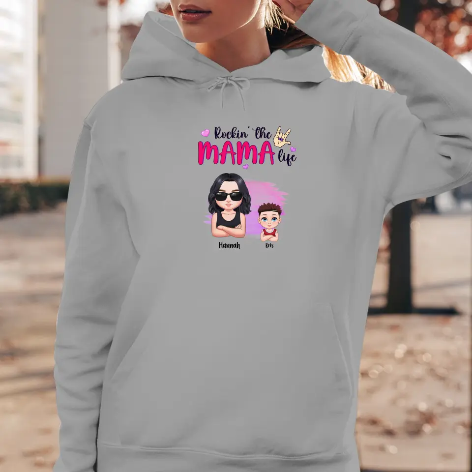 Rockin' The Mama Life - Custom Name - Personalized Gifts For Mom - Hoodie